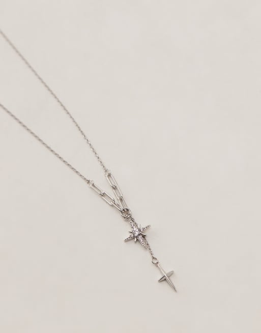 Collar de cadena con colgante de estrellas de plata de ley Melissa de En Route , 2 de 3