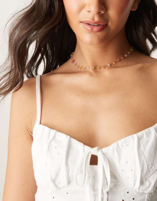 Collar de cadena con cuentas pastel de acero inoxidable chapado en oro de 18 quilates de Lost Souls
