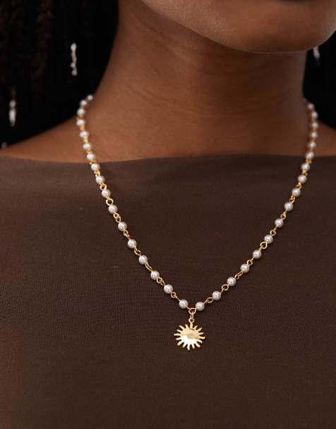 Collar de cuentas con colgante de sol chapado en oro de 18 quilates Sunshine de En Route - view 1