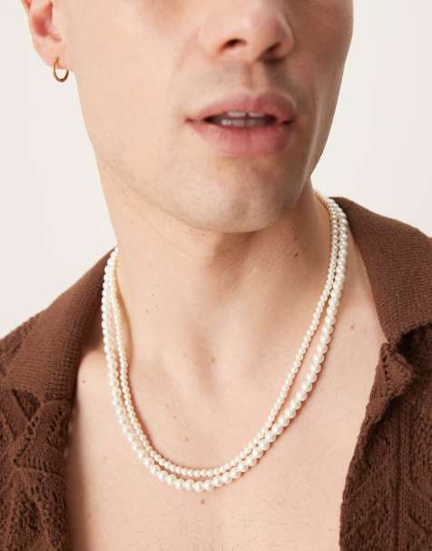 Collar de dos hileras de perlas de imitación de 4 mm y 6 mm de ASOS DESIGN - view 1