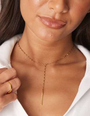 Collar de estilo lariat sencillo de acero inoxidable chapado en oro de 18 quilates de Lost Souls - view 1