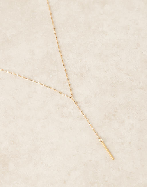 Collar de estilo lariat sencillo de acero inoxidable chapado en oro de 18 quilates de Lost Souls , 2 de 3