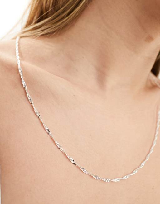 Collar de largo medio de cadena retorcida de plata de ley con caja de regalo de Rachel Jackson, 3 de 4
