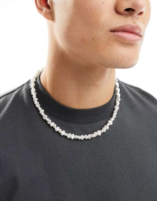 Collar de perlas de agua dulce de imitación de ASOS DESIGN