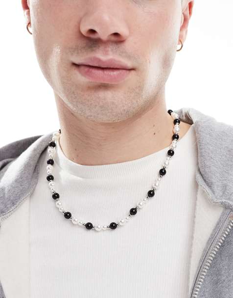 Collar de perlas de imitación y cuentas negras de ASOS DESIGN - view 1