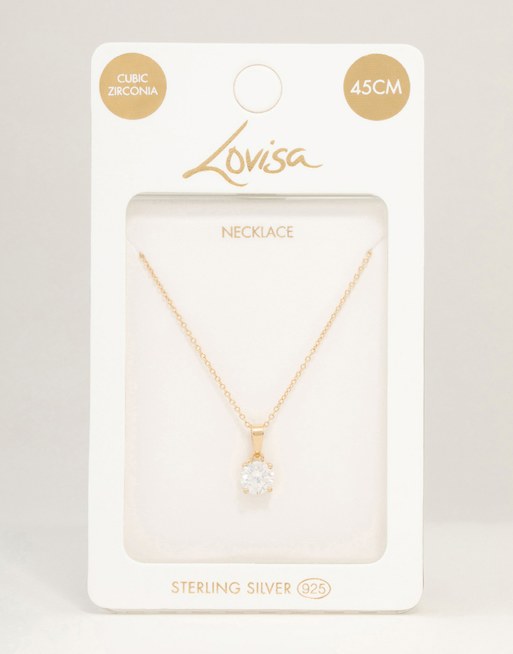 Collar de plata de ley chapado en oro con circonita de 1 quilate de Lovisa , 4 de 4