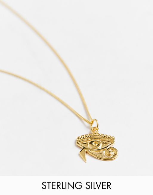 Collar de plata de ley chapado en oro de 14 quilates con colgante de ojo de Horus de ASOS DESIGN