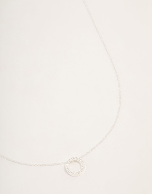 Collar de plata de ley con charm circular con strass de Lovisa