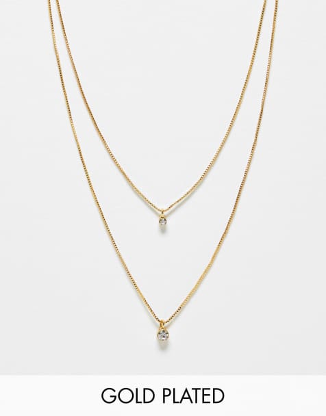 Collar de varias hileras con diseño de colgantes de cristal chapado en oro de 14 quilates de ASOS DESIGN - view 1