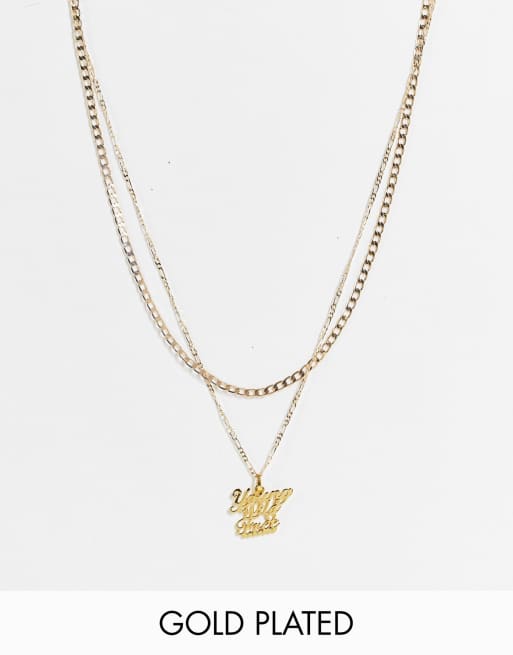 Collar de varias hileras con texto 