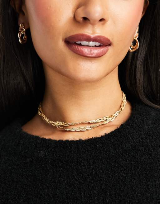 Collar de varias hileras dorado con diseño trenzado de Accessorize