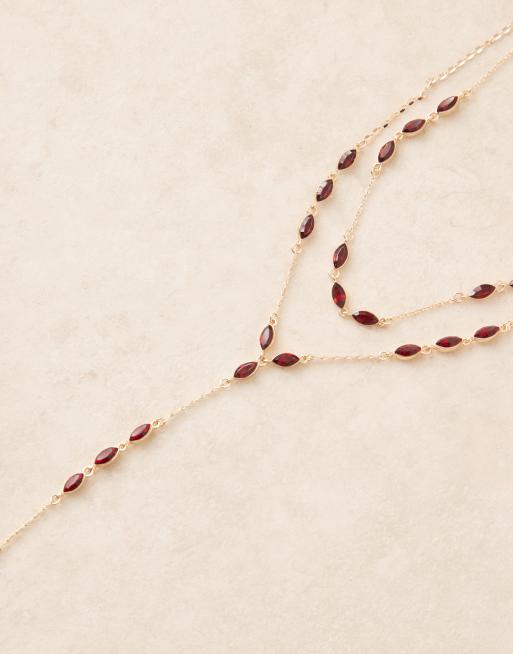 Collar de varias hileras dorado de estilo lariat con adornos de gemas de imitación de ASOS DESIGN, 2 de 3