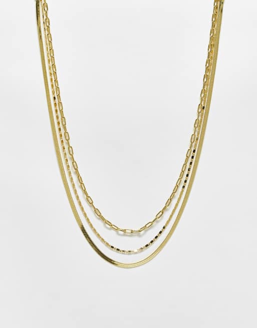 Collar de varias hileras estilo cadenas chapado en oro de Shashi