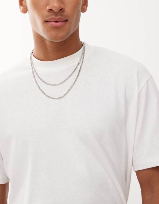 Collar de varias hileras plateado de cadena barbada de Faded Future