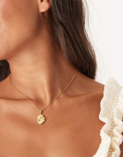 Collar dorado con colgante celestial de acero inoxidable resistente al agua de ASOS DESIGN - view 1