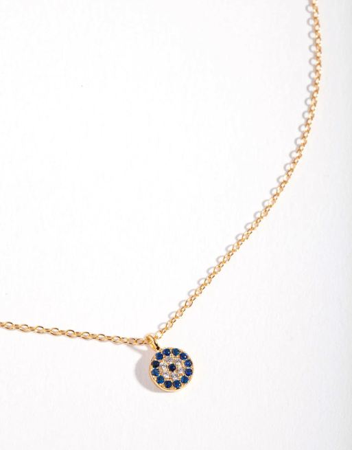 Collar dorado con colgante con diseño de nazar de plata de ley chapado en oro de Lovisa , 2 de 4
