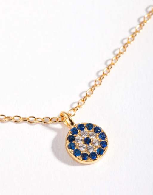 Collar dorado con colgante con diseño de nazar de plata de ley chapado en oro de Lovisa , 3 de 4