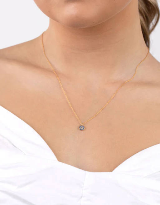 Collar dorado con colgante con diseño de nazar de plata de ley chapado en oro de Lovisa , 4 de 4