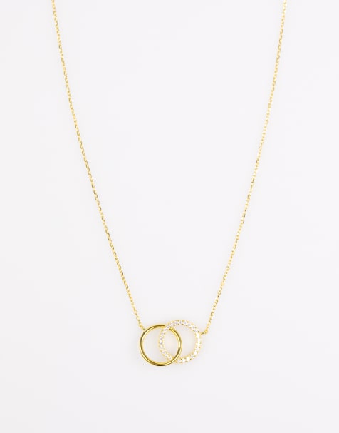 Collar dorado con colgante de aros enlazados engastados de plata de ley chapado en oro de Lovisa - view 1