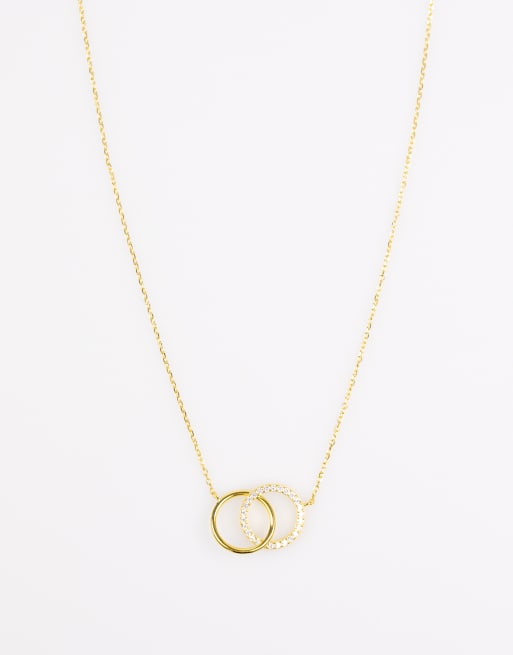 Collar dorado con colgante de aros enlazados engastados de plata de ley chapado en oro de Lovisa