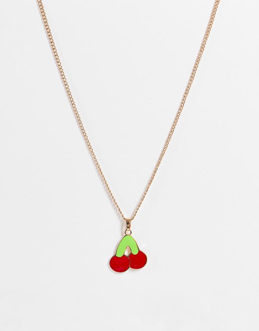 Collar dorado con colgante de cerezas de WFTW
