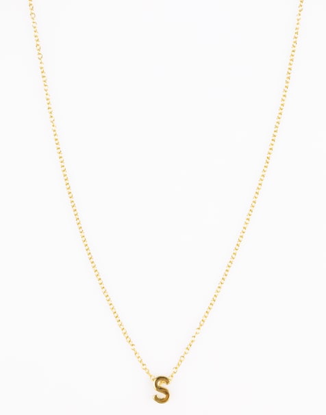 Collar dorado con colgante de letra S de plata de ley chapada en oro de Lovisa - view 1