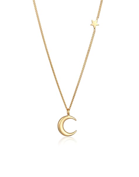 Collar dorado con colgante de media luna y charm de estrella de plata de ley 925 para mujer de Elli - view 1