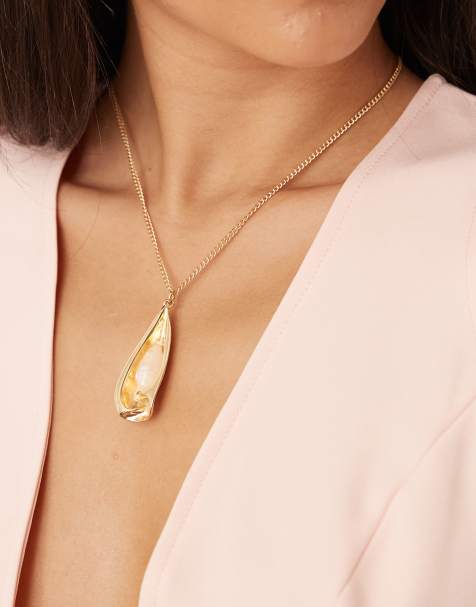 Collar dorado con colgante de ostra de DesignB London - view 1