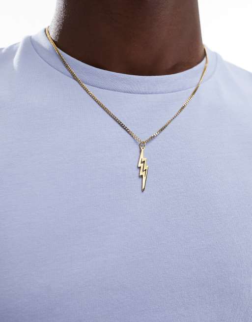 Collar dorado con colgante de rayo de acero inoxidable resistente al agua de ASOS DESIGN, 3 de 4