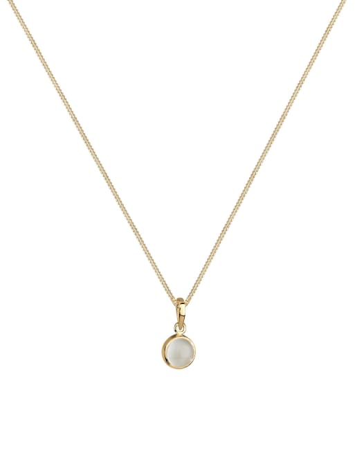 Collar dorado con colgante redondeado de piedra de luna de plata de ley 925 para mujer de Elli, 2 de 3