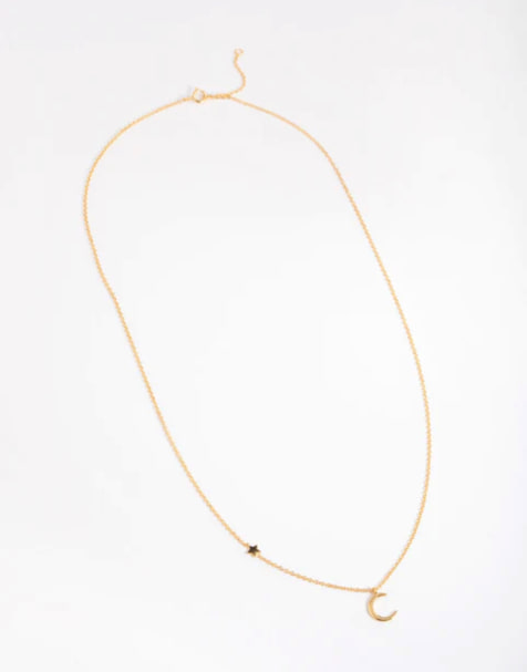Collar dorado con diseño asimétrico cósmico de plata de ley chapado en oro de Lovisa - view 1