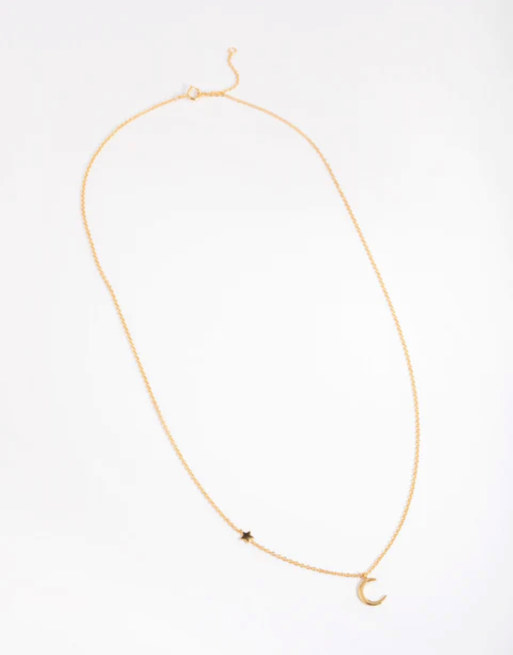 Collar dorado con diseño asimétrico cósmico de plata de ley chapado en oro de Lovisa