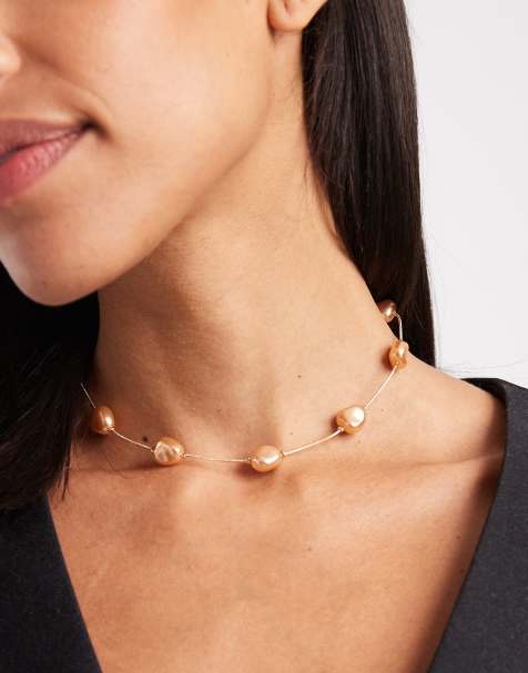 Collar dorado con diseño de perlas de imitación de ASOS DESIGN - view 1