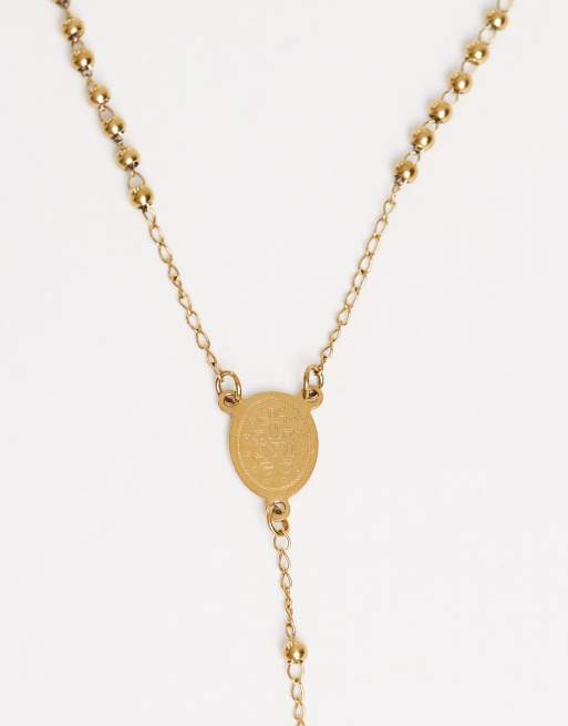 Collar dorado con diseño de rosario de acero inoxidable resistente al agua de ASOS DESIGN  , 2 de 3