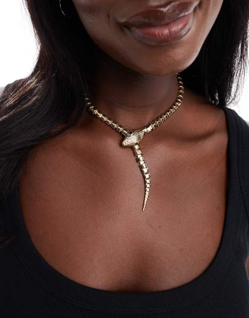 Collar dorado con diseño deslizante de cadena de serpiente de ASOS DESIGN Curve