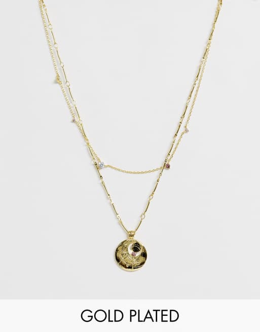 Collar dorado con piedra natal de junio de Wanderlust & Co