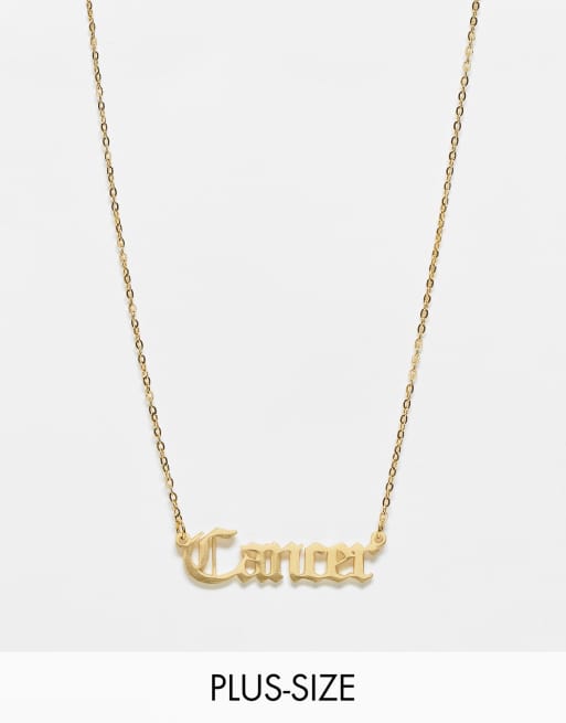 Collar dorado con signo del zodiaco Cáncer de acero inoxidable de DesignB London Curve 