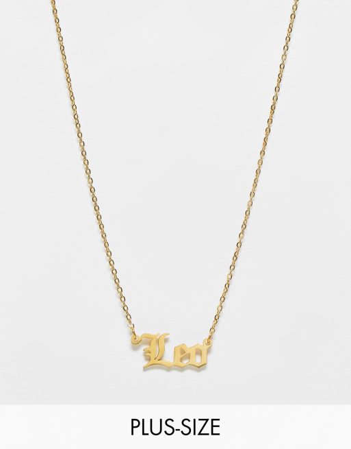 Collar dorado con signo del zodiaco Leo de acero inoxidable de DesignB London Curve 