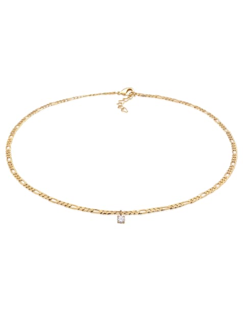 Collar dorado de cadena con colgante solitario de circonita de Elli - view 1