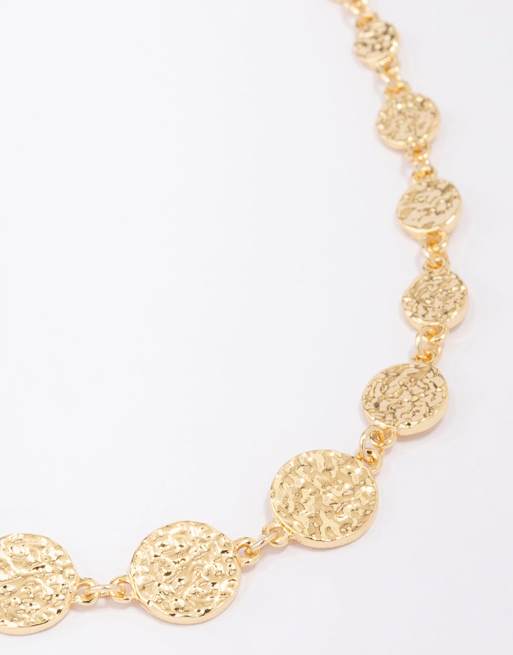 Collar dorado de cadena de discos repujados chapado en oro de Lovisa, 2 de 3