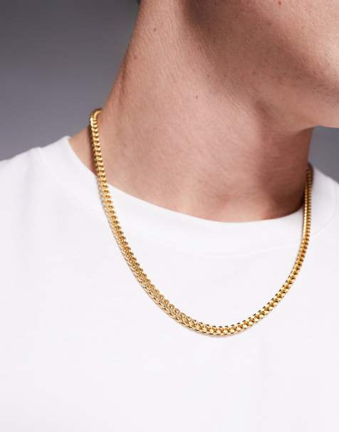 Collar dorado de cadena de eslabones cuadrados de acero inoxidable resistente al agua de ASOS DESIGN - view 1