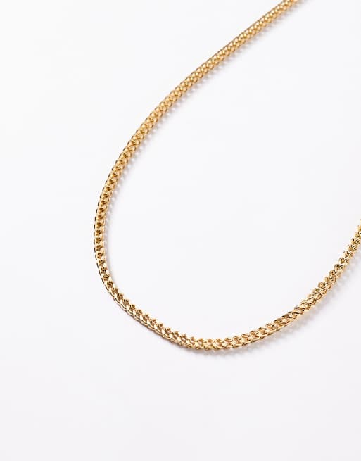 Collar dorado de cadena de eslabones cuadrados de acero inoxidable resistente al agua de ASOS DESIGN, 2 de 3