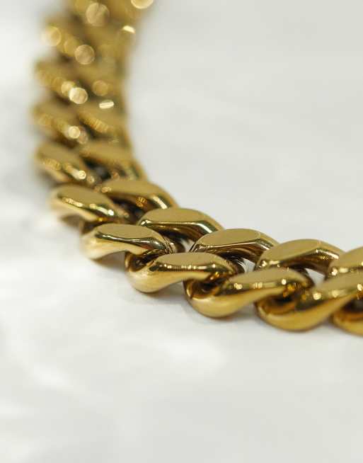 Collar dorado de cadena gruesa de acero inoxidable resistente al agua de ASOS DESIGN, 2 de 4