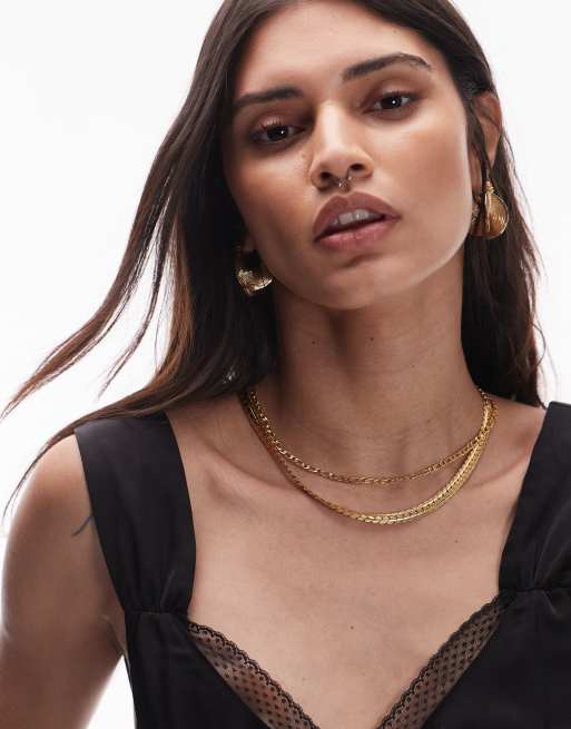Collar dorado de varias hileras con cadena de serpiente de acero inoxidable resistente al agua Nyla de Topshop, 3 de 3