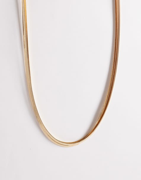 Collar dorado de varias hileras con cadena de serpiente plana de ASOS DESIGN - view 1