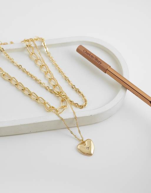 Collar dorado de varias hileras con colgante de corazón de ASOS DESIGN, 2 de 4
