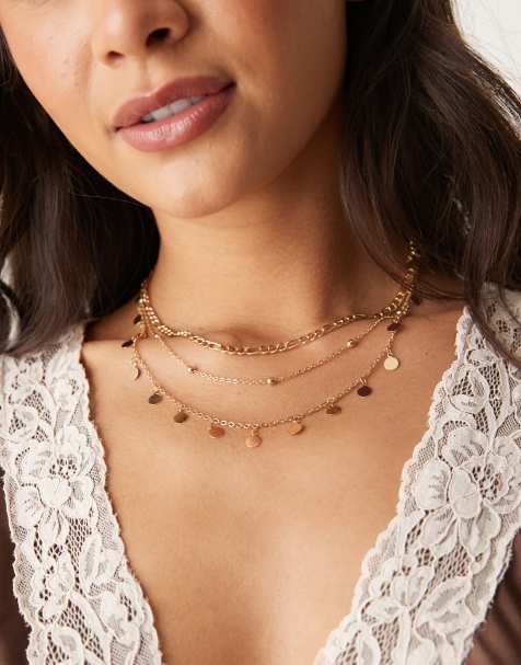 Collar dorado de varias hileras con colgantes de discos de DesignB London - view 1