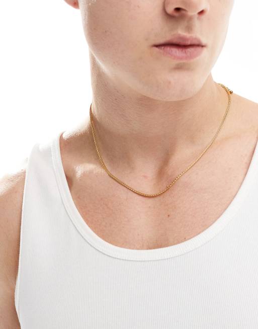 Collar dorado estilo cadena de acero inoxidable resistente al agua de ASOS DESIGN
