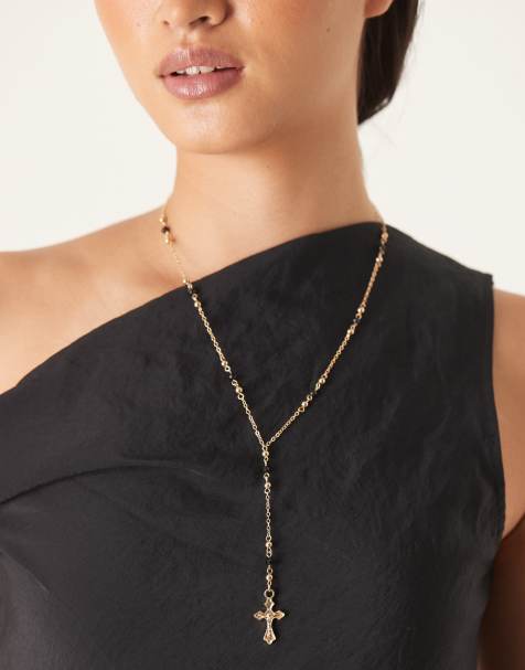 Collar dorado estilo lariat con cruz de DesignB London - view 1