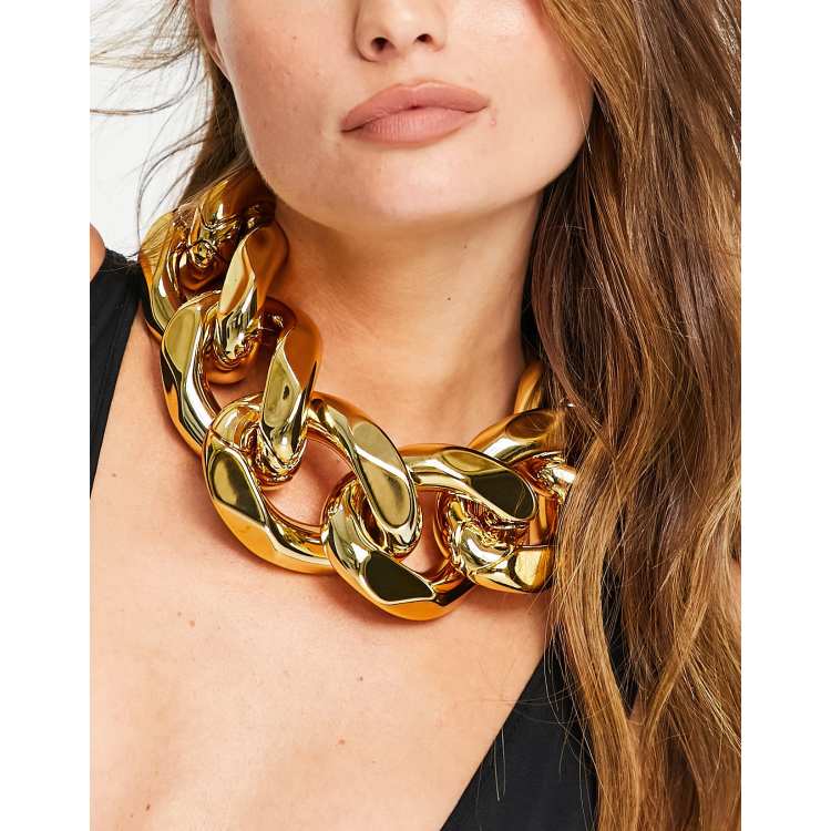 Collar dorado llamativo con grande de eslabones de DESIGN | ASOS
